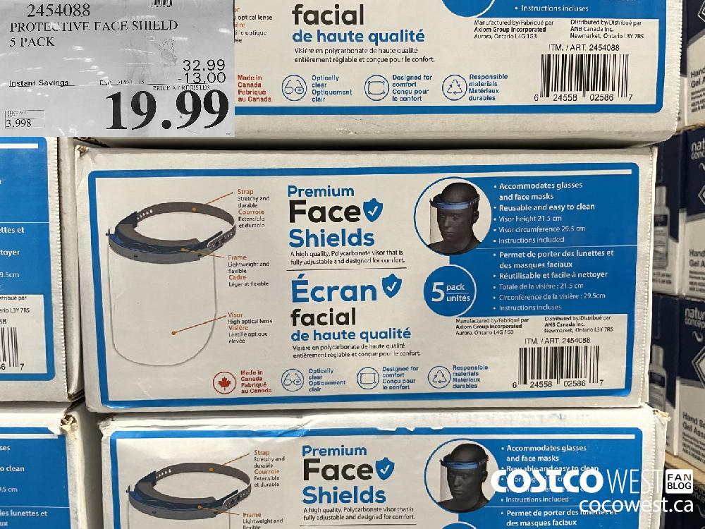 24540383 PROTECTIVE FACE SHIELD 5 PACK EXP. 2020-11-15 $19.99