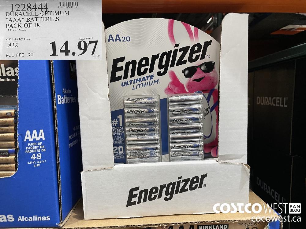 1228444 DURACELL OPTIMUM "AAA" BATTERIES PACK OF 18 $14.97