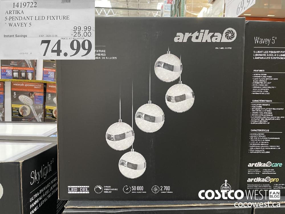 1419722 ARTIKA 5-PENDANT LED FIXTURE WAVEY 5 EXP. 2020-11-08 $74.99