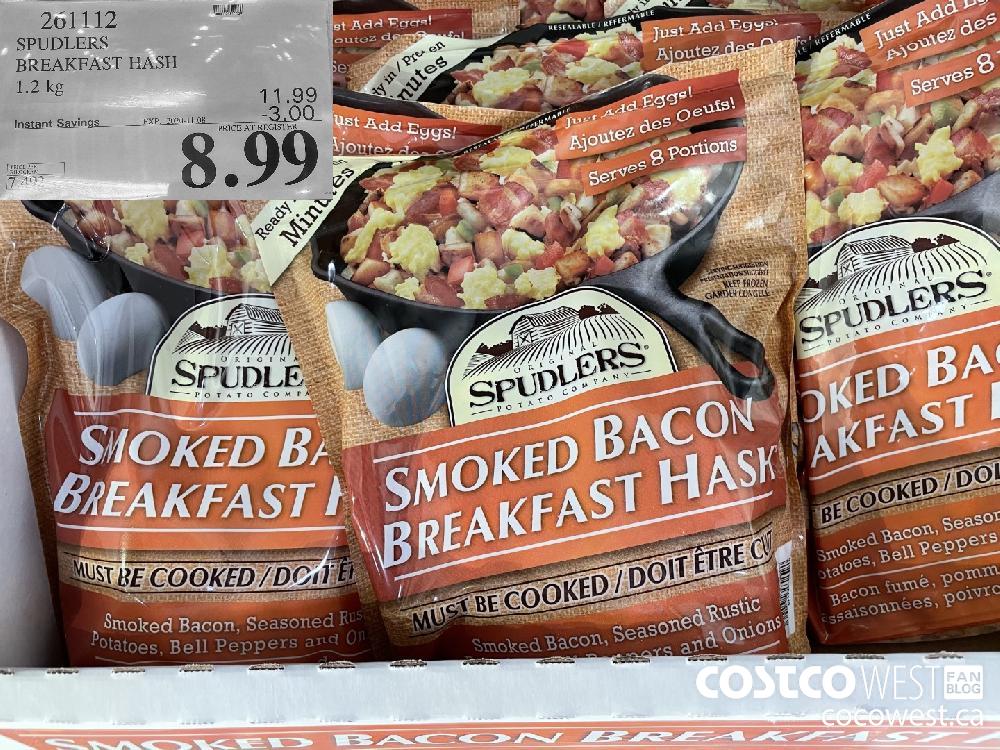 261112 SPUDLERS BREAKFAST HASH 2 kg EXP. 2020-11-08 $8.99