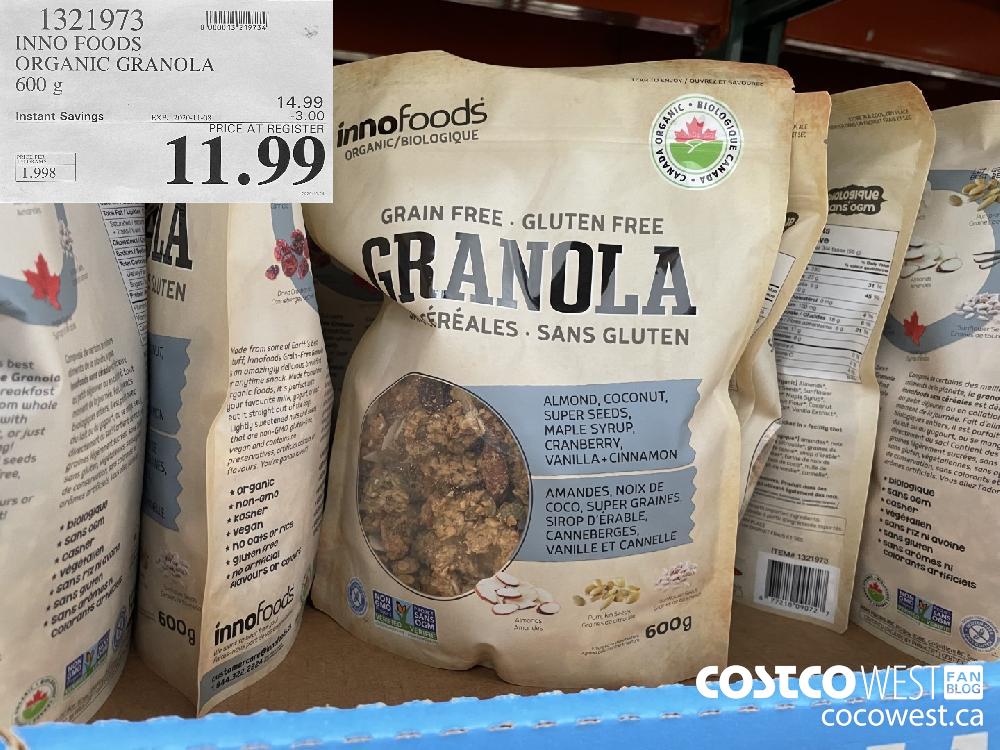 1321973 INNO FOODS ORGANIC GRANOLA 600 g EXP. 2020-11-08 $11.99