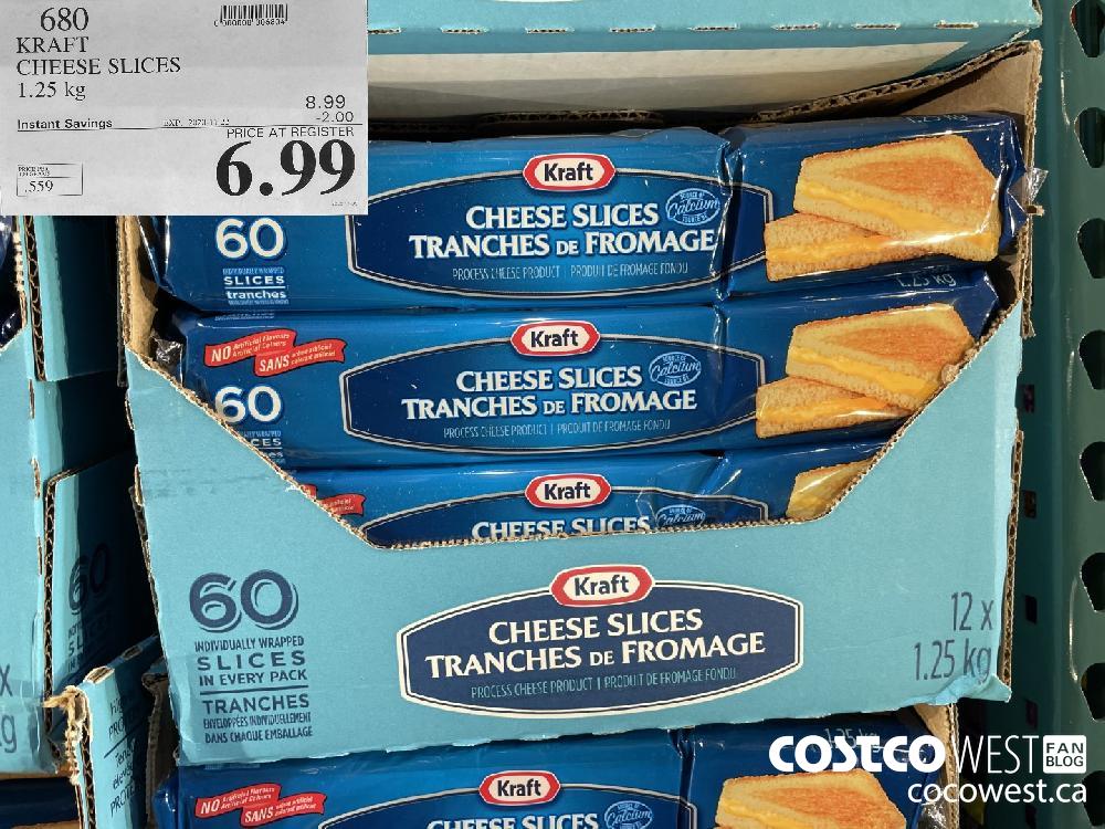 680 KRAFT CHEESE SLICES 1.25 kg EXP. 2020-11-22 $6.99