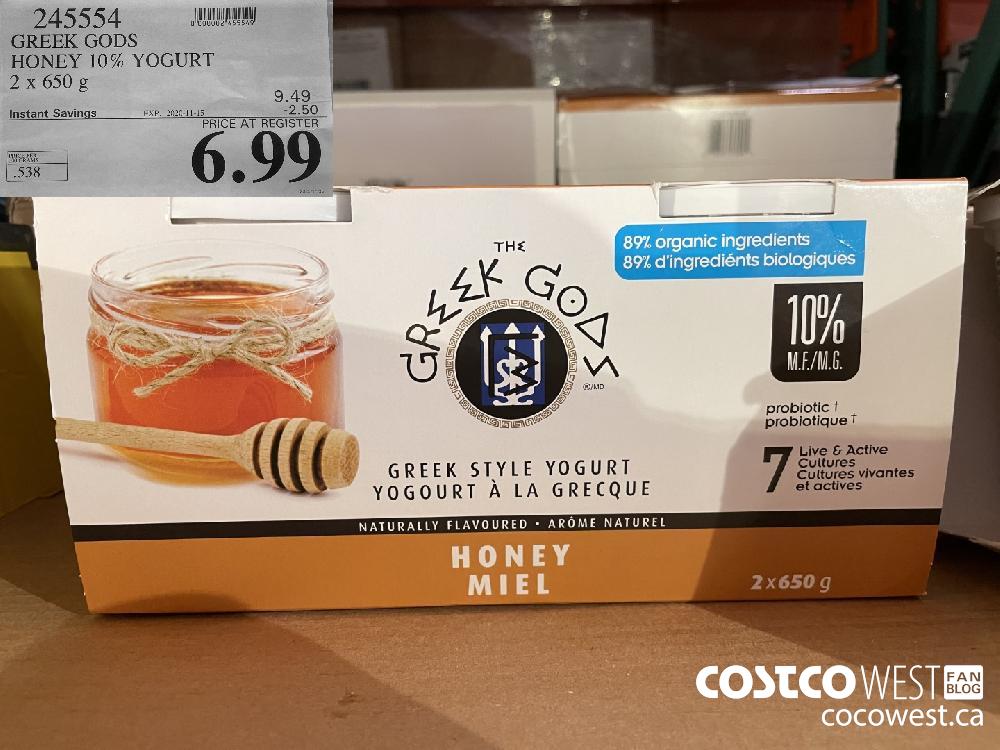 245554 GREEK GODS HONEY 10% YOGURT 2 x 650 g EXP. 2020-11-15 $6.99