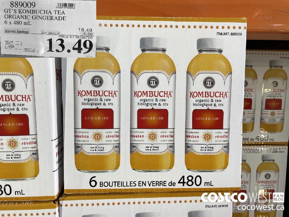 889009 GT'S KOMBUCHA TEA ORGANIC GINGERADE 6 x 480 mL EXP. 2020-11-08 13.49