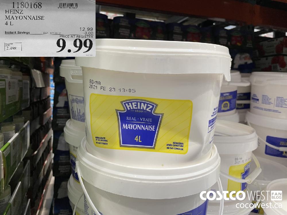 1180168 HEINZ MAYONNAISE 4L EXP. 2020-11-15 $9.99