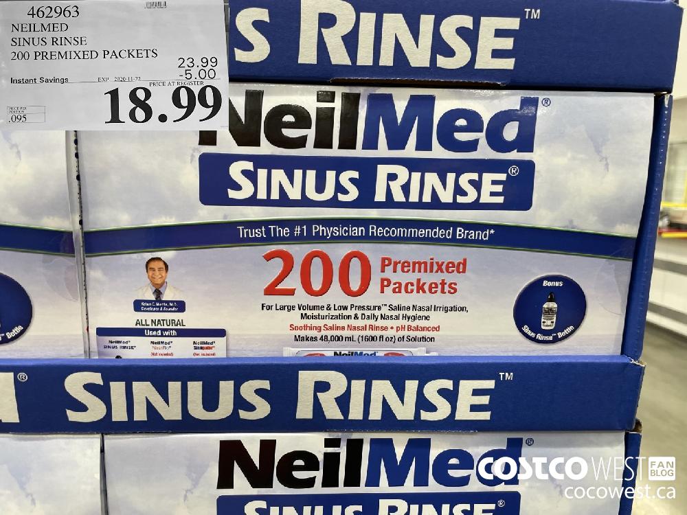 462963 NEILMED SINUS RINSE 200 PREMIXED PACKETS EXP. 2020-11-22 $18.99