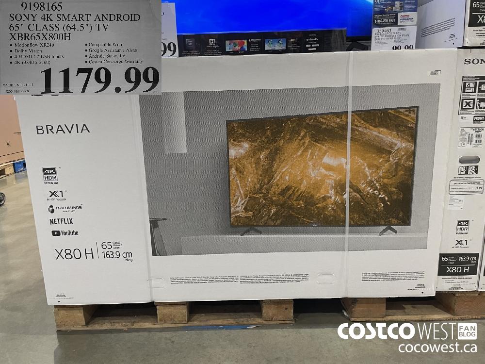 9198165 SONY 4K SMART ANDROID 65" CLASS (64.5") TV XBR65X800H $1179.99