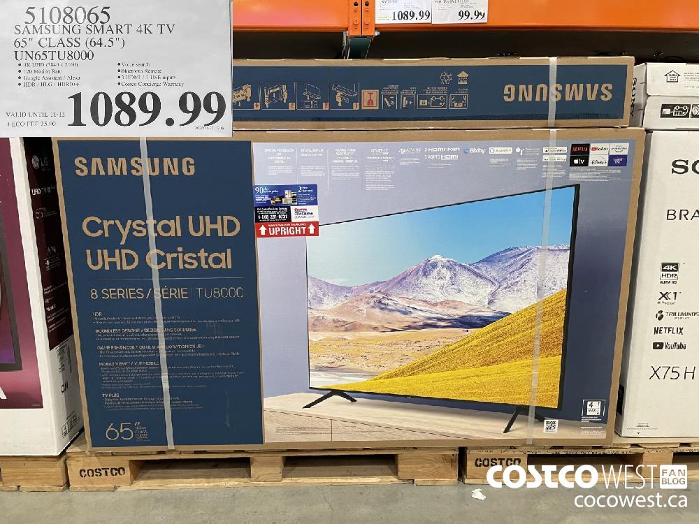 5108065 SAMSUNG SMART 4K TV 65" CLASS (64.5") UN65TU8000 $1089.99