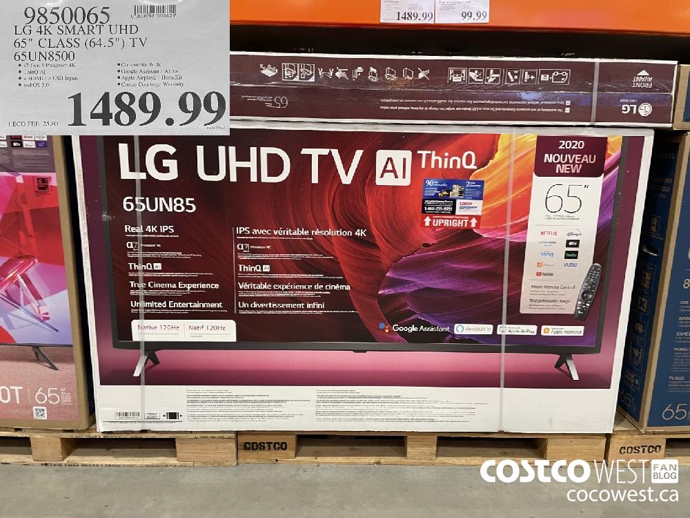 9850065 LG 4K SMART UHD 65" CLASS (64.5") TV 65UN8500 $1489.99
