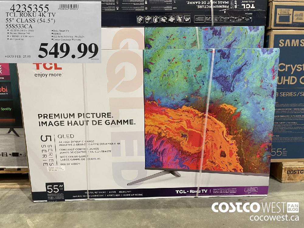 4235355 TCL ROKU 4K TV 55" CLASS (54.5") 55S533CA $549.99