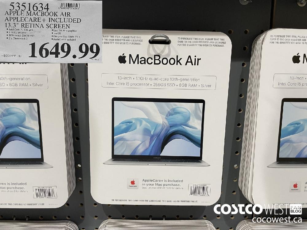 5351634 APPLE MACBOOK AIR APPLECARE INCLUDED 13.3" RETINA SCREEN $1649.99
