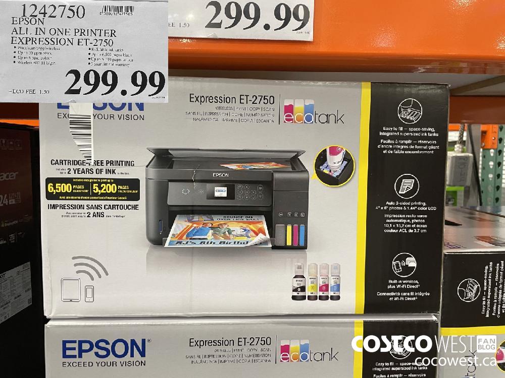 1242750 EPSON ALL IN ONE PRINTER EXPRESSION ET-2750 $299.99