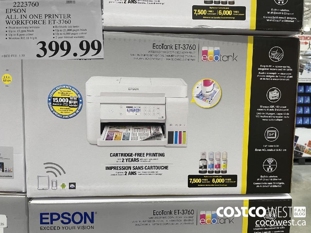 2223760 EPSON ALL IN ONE PRINTER WORKFORCE ET-3760 $399.99