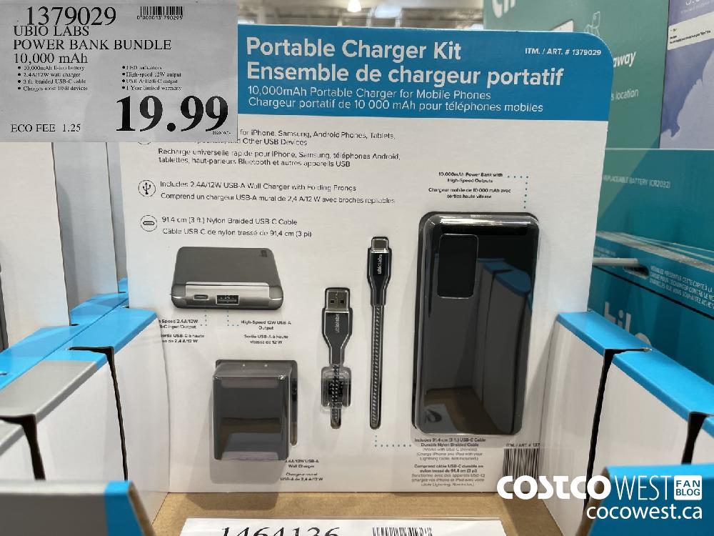1379029 UBIO LABS POWER BANK BUNDLE 10 000 mAh $19.99