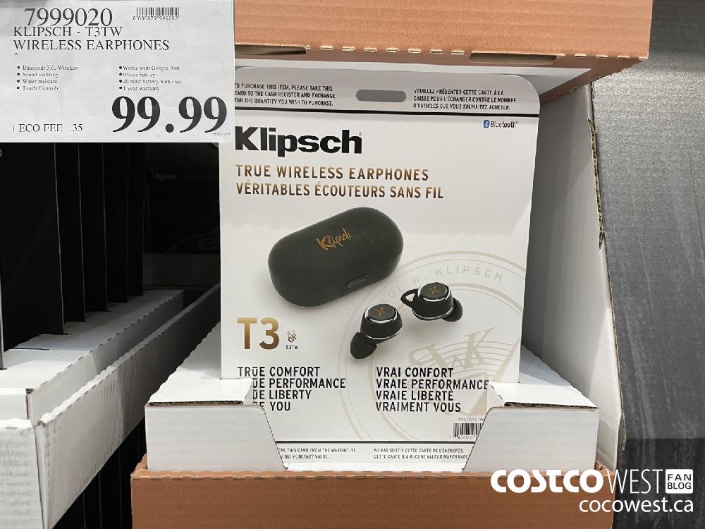 7999020 KLIPSCH - T3TW WIRELESS EARPHONES $99.99