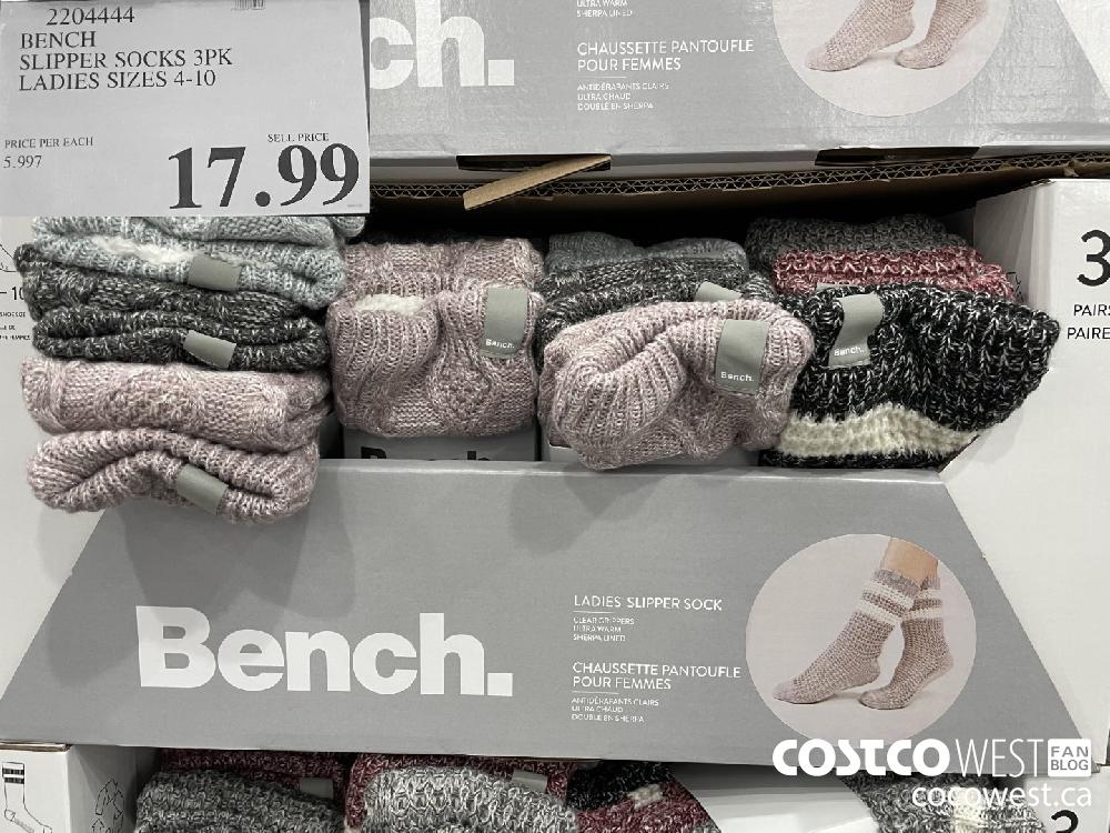 9904444 BENCH CREW SLIPPER SOCK 3PK LADIES SIZES 4 10 17 99 - Costco East  Fan Blog