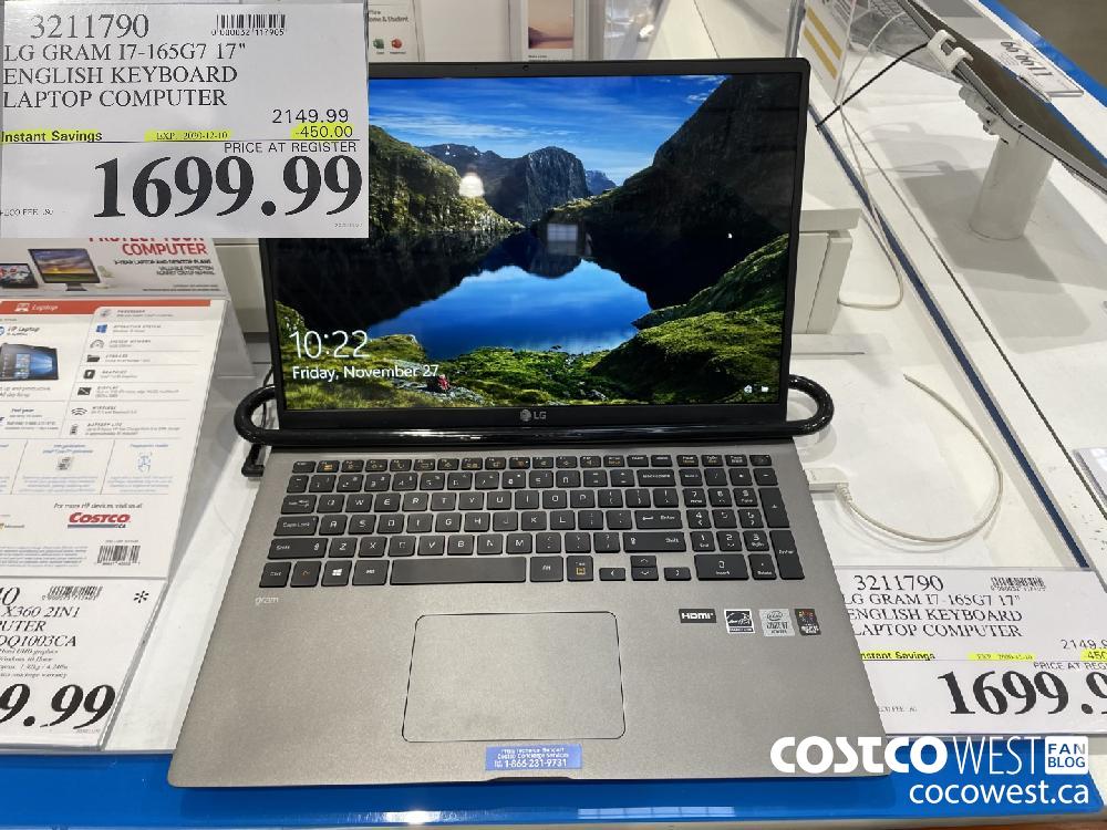3211790 LG GRAM I7-165G7 17" ENGLISH KEYBOARD LAPTOP COMPUTER EXP. 2020-12-10 $1699.99