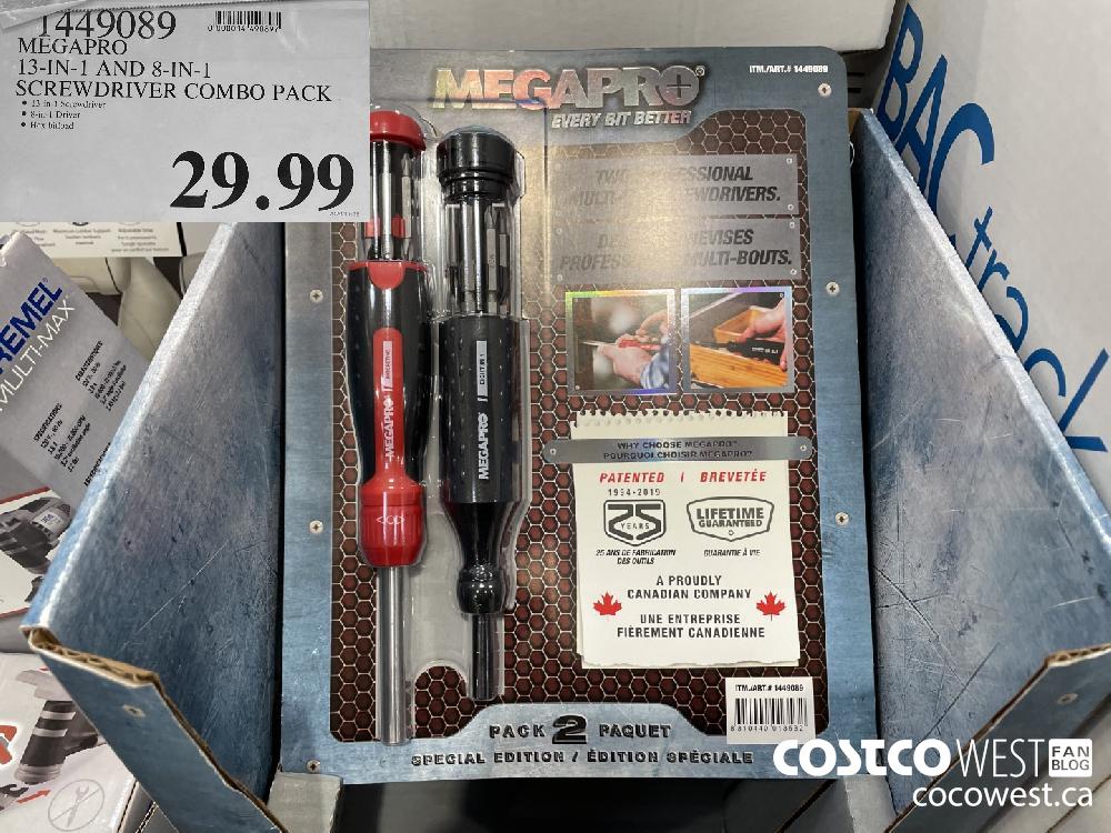 1449089 MEGAPRO 13-IN-1 AND 8-IN-1 SCREWDRIVER COMBO PACK $29.99