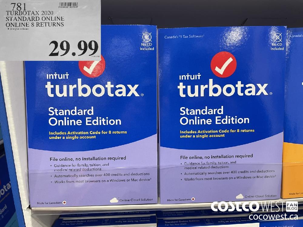 781 TURBOTAX 2020 STANDARD ONLINE ONLINE 8 RETURNS $29.99