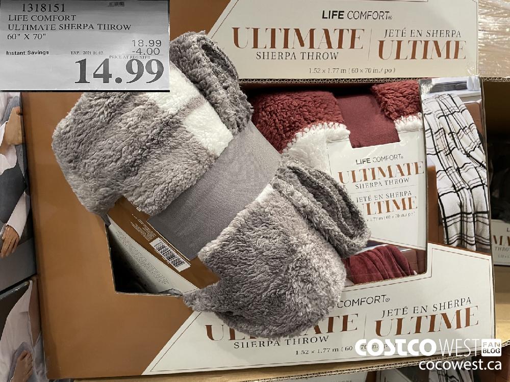 1318151 LIFE COMFORT ULTIMATE SHERPA THROW 60" x 70" EXPIRY DATE: 2021-01-03 $14.99