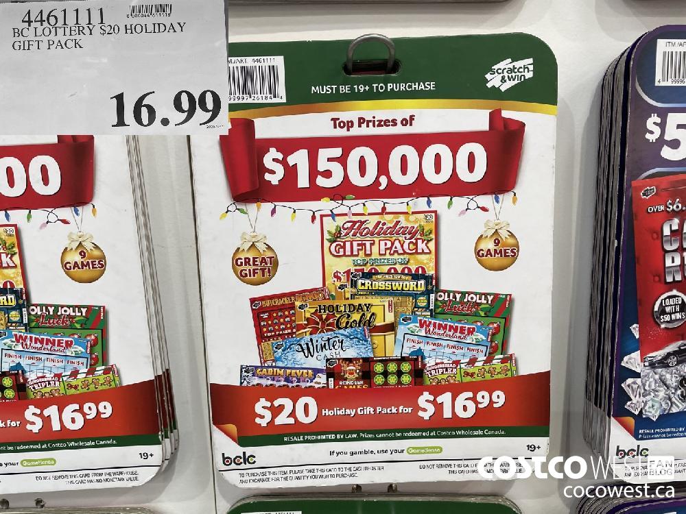 4461111 BC LOTTERY $20 HOLIDAY GIFT PACK $16.99