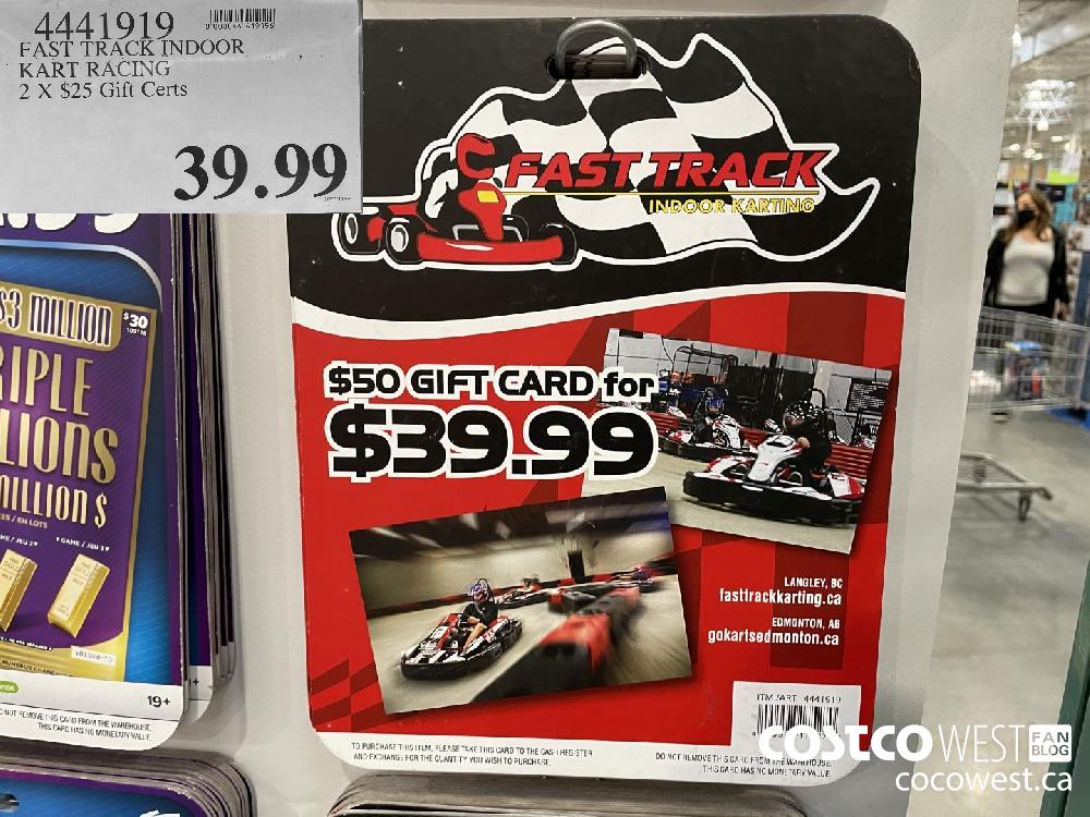 4441919 FAST TRACK INDOOR KART RACING 2 X $25 Gift Certs $39.99