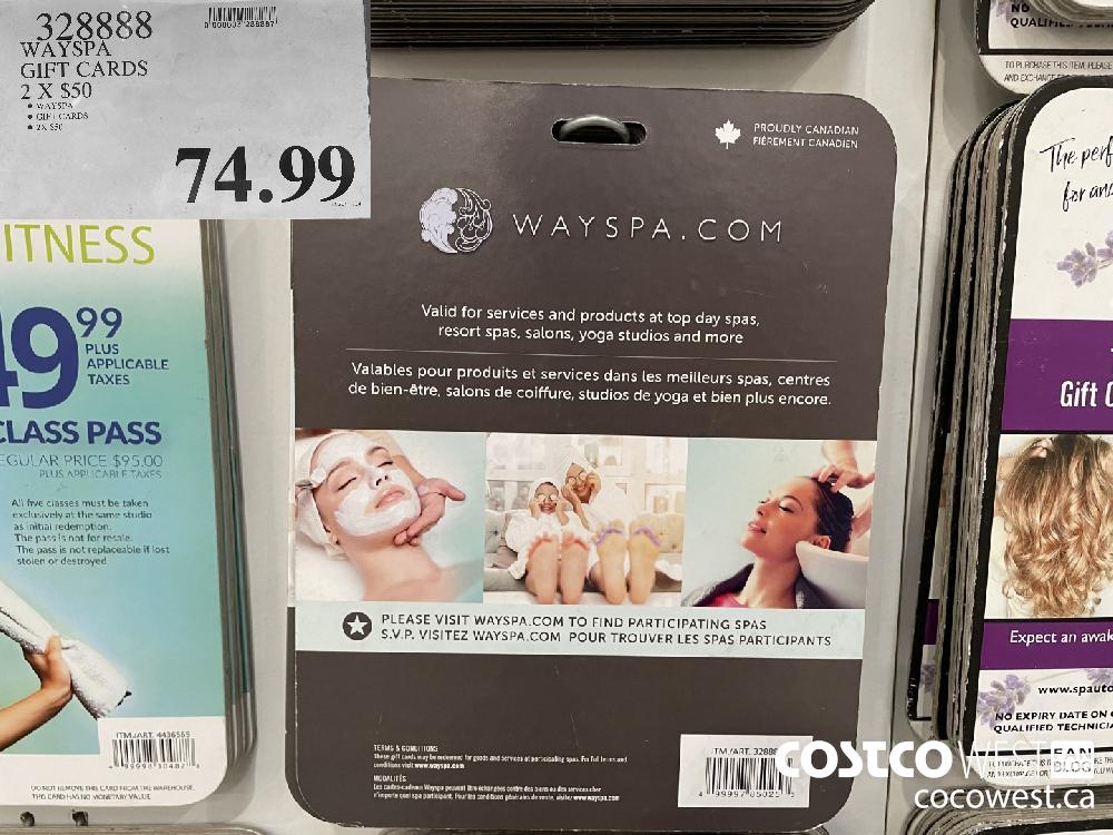 328883 WAYSPA GIFT CARDS @ GIFT CARDS 2 x $50 $74.99