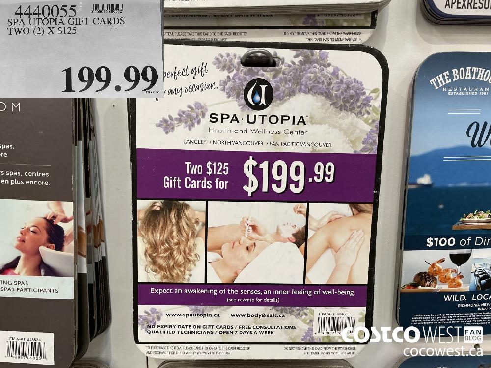 4440055 SPA UTOPIA GIFT CARDS TWO (2) X $125 $199.99