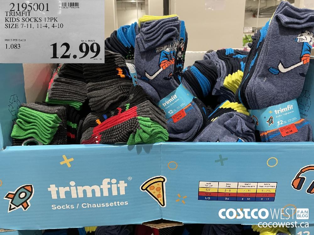 2195001 TRIMFIT KIDS SOCKS 12PK SIZE 7-11 11-4 4-10 $12.99