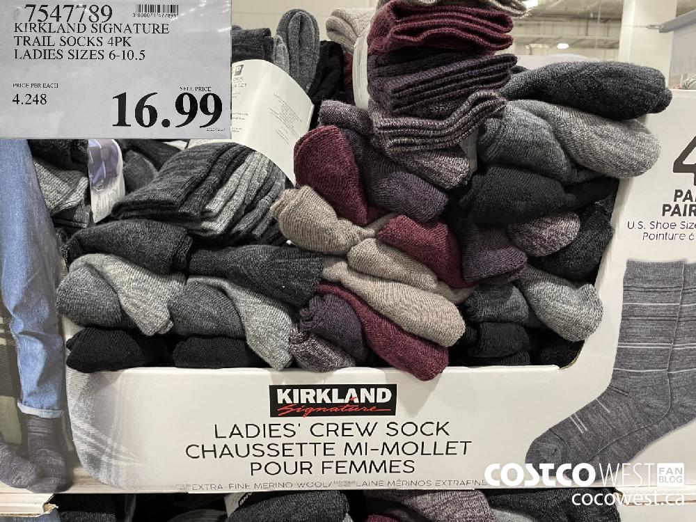 7547789 KIRKLAND SIGNATURE TRAIL SOCKS 4PK LADIES SIZES 6-10.5 $16.99