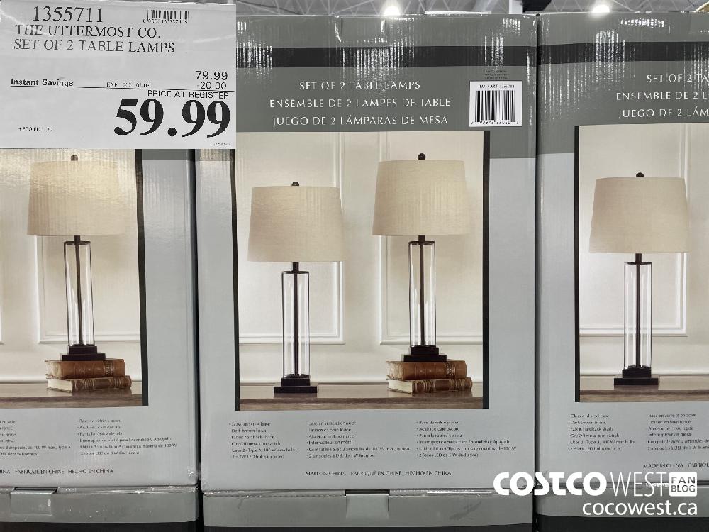 1355711 Th UTTERMOST CO. SET OF 2 TABLE LAMPS EXPIRY DATE: 2021-01-03 $59.99