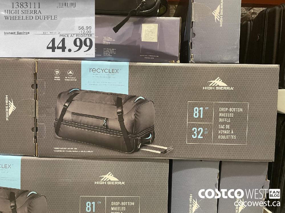 1383111 HIGH SIERRA WHEELED DUFFLE EXPIRY DATE: 2021-01-24 $44.99
