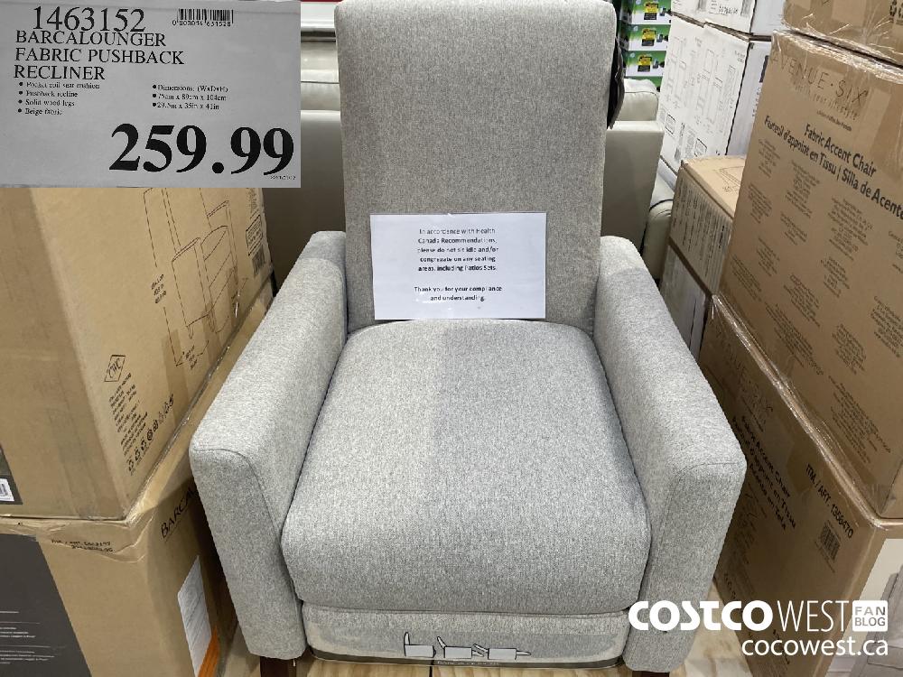 1463152 BARCALOUNGER FABRIC PUSHBACK RECLINER $259.99
