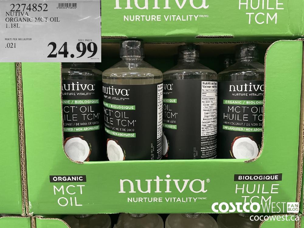 2274852 NUTIVA ORGANIC MCT OIL 1.18L $24.99