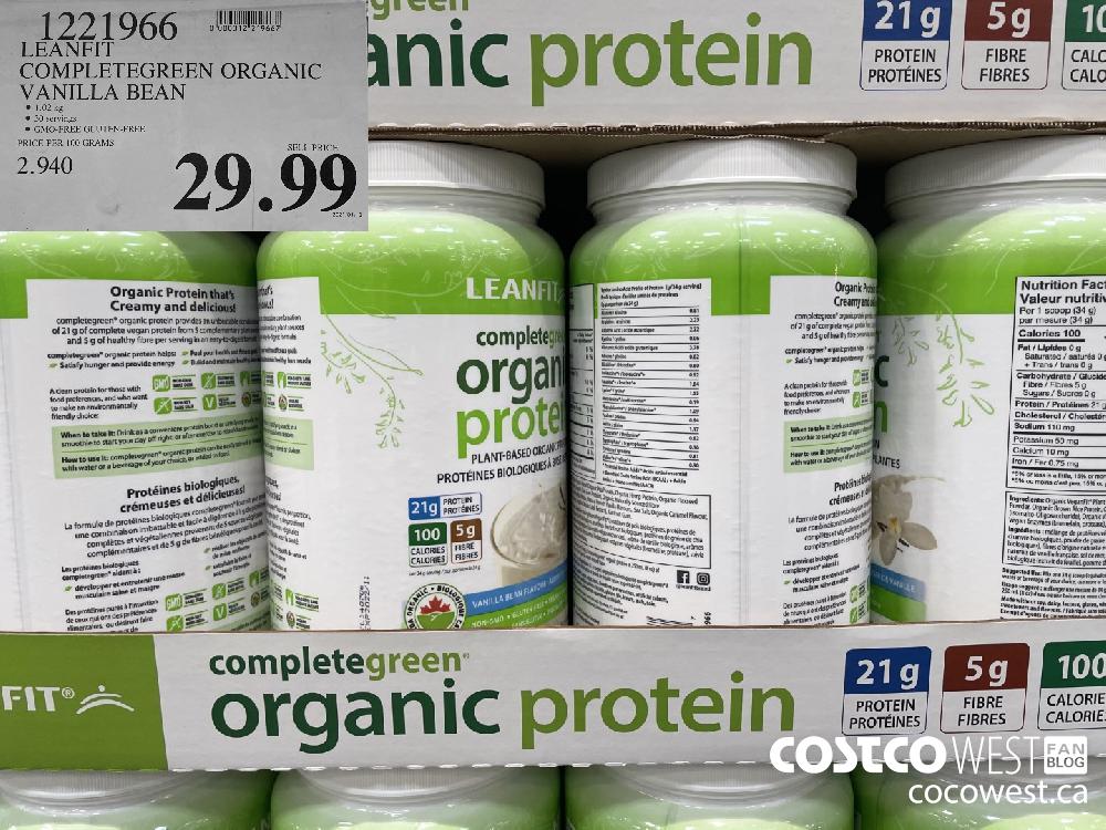 1221966 LEANFIT COMPLETEGREEN ORGANIC VANILLA BEAN $29.99