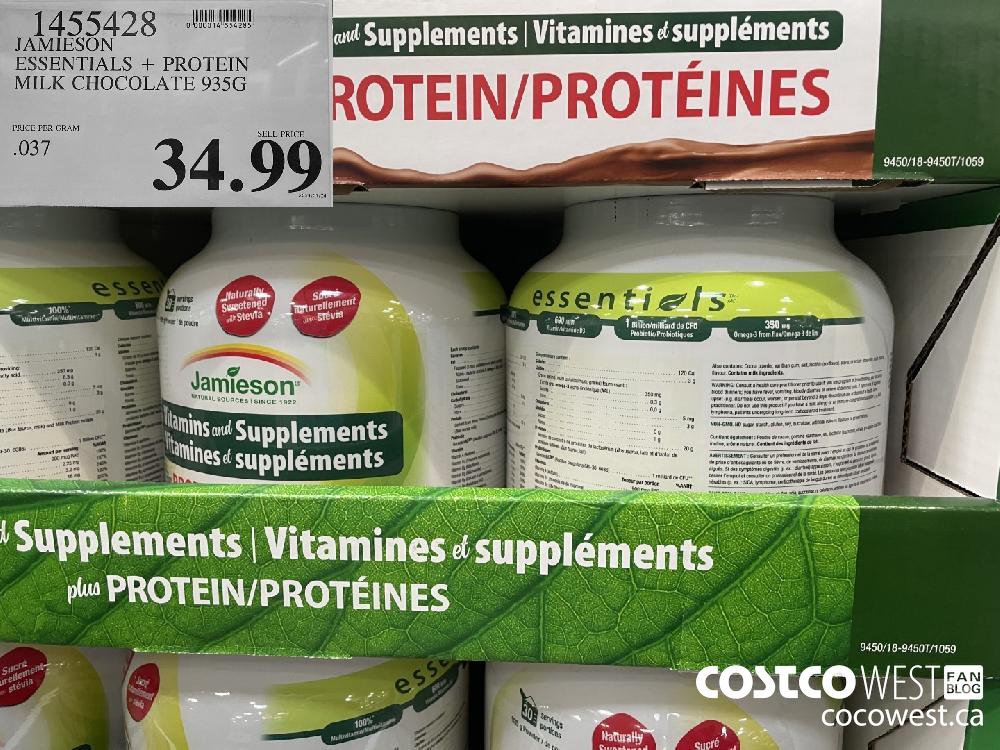 1455428 JAMIESON ESSENTIALS PROTEIN MILK CHOCOLATE 935G $34.99