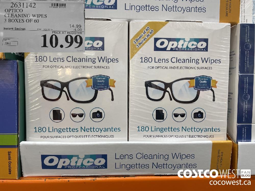 2631142 OPTICO CLEANING WIPES 3 BOXES OF 60 EXPIRY DATE:IRY DATE: 2021-02-28 $10.99