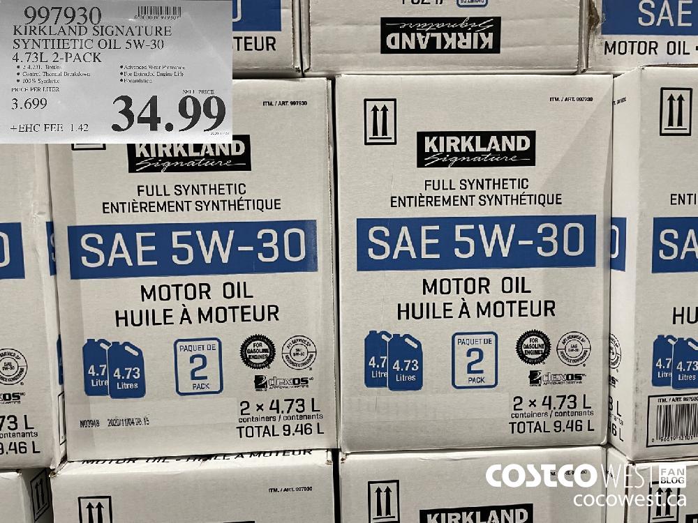997930 KIRKLAND SIGNATURE SYNTHETIC OIL 5W-30 4.73L 2-PACK $34.99