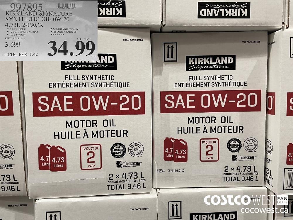 997395 KIRKLAND SIGNATURE SYNTHETIC OIL OW-20 4.73L 2-PACK $34.99