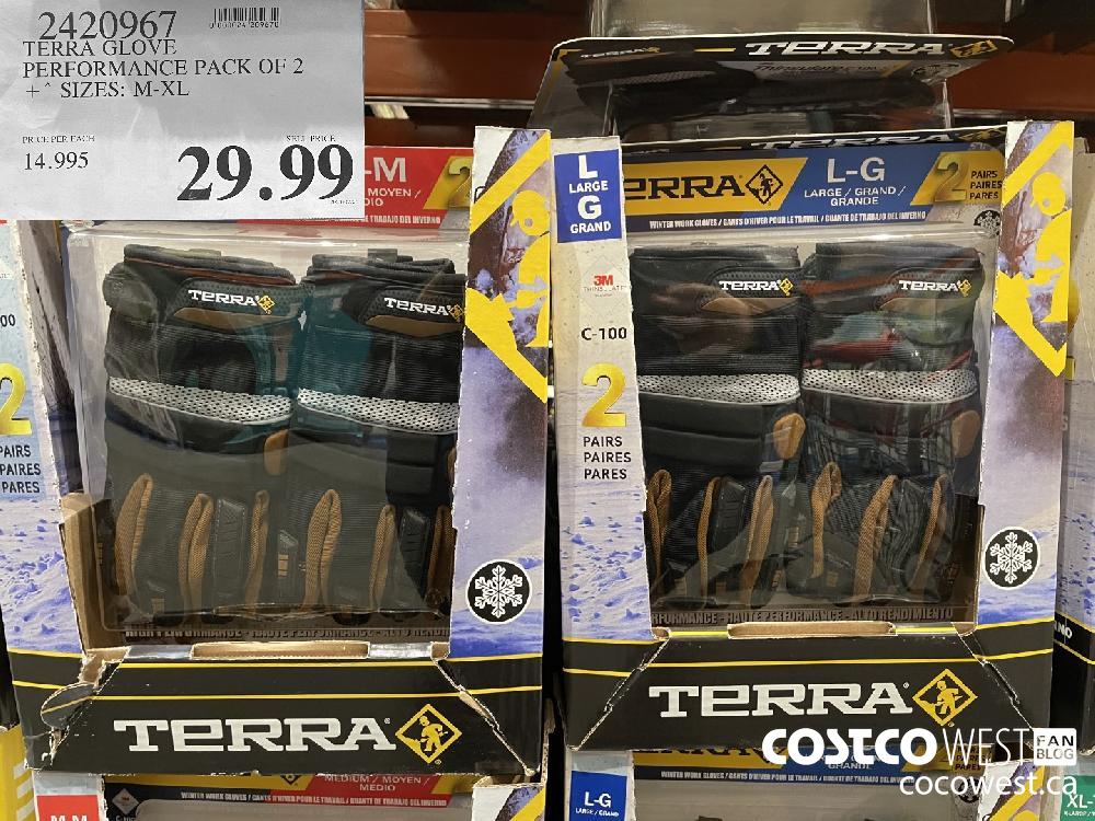 9420967 TERRA GLOVE PERFORMANCE PACK OF 2 SIZES: M-XL $29.99