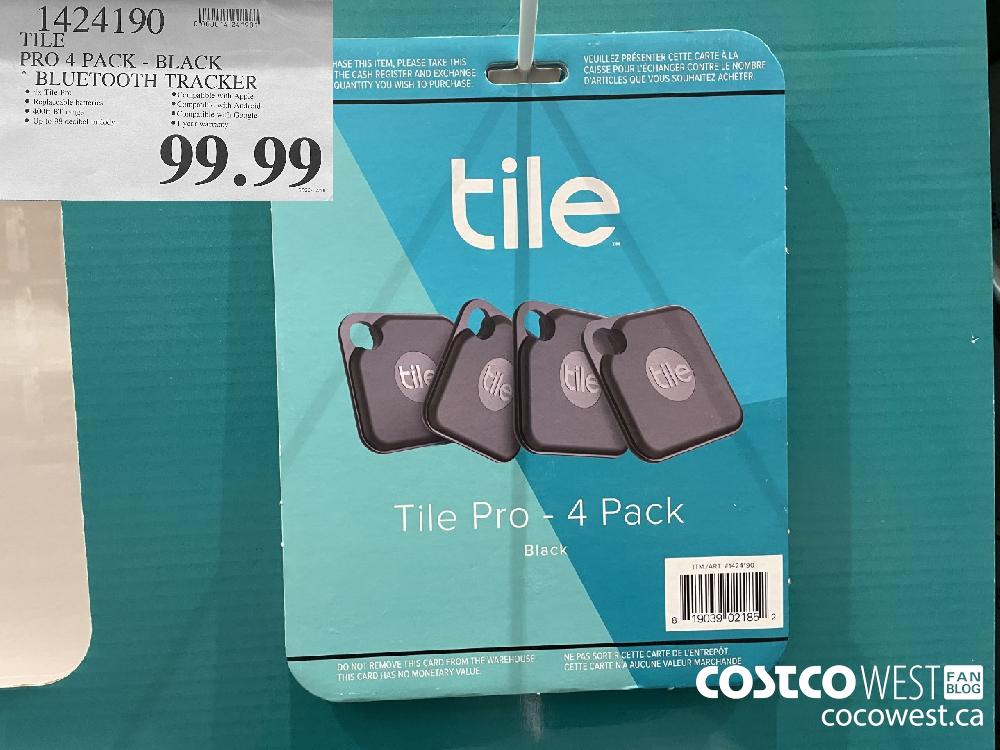 1424190 TILE PRO 4 PACK - BLACK BLUETOOTH TRACKER $99.99