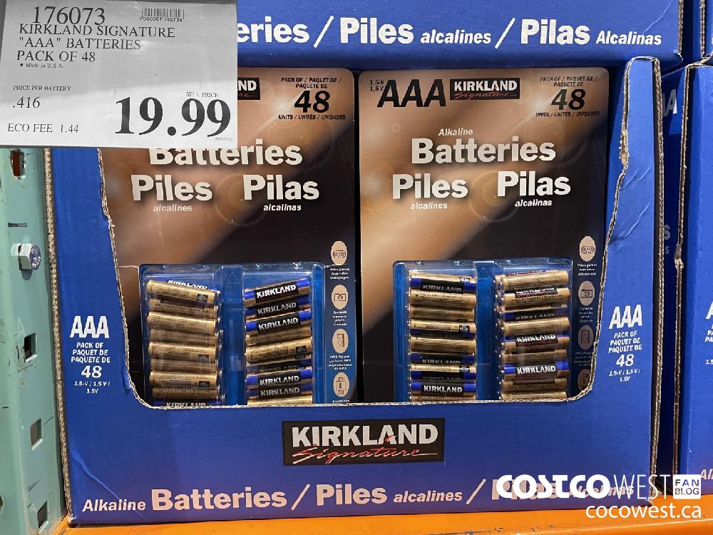 176073 KIRKLAND SIGNATURE "AAA" BATTERIES PACK OF 48 $19.99