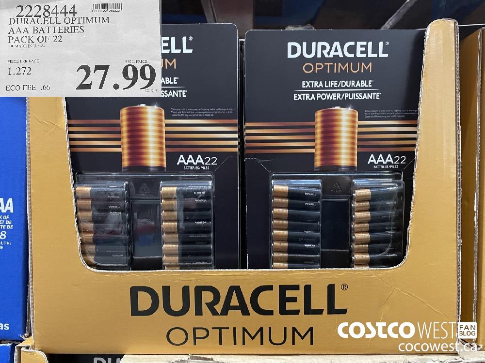 2228444 DURACELL OPTIMUM AAA BATTERIES PACK OF 22 $27.99