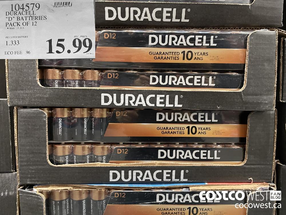 104579 DURACELL "D" BATTERIES PACK OF 12 $15.99