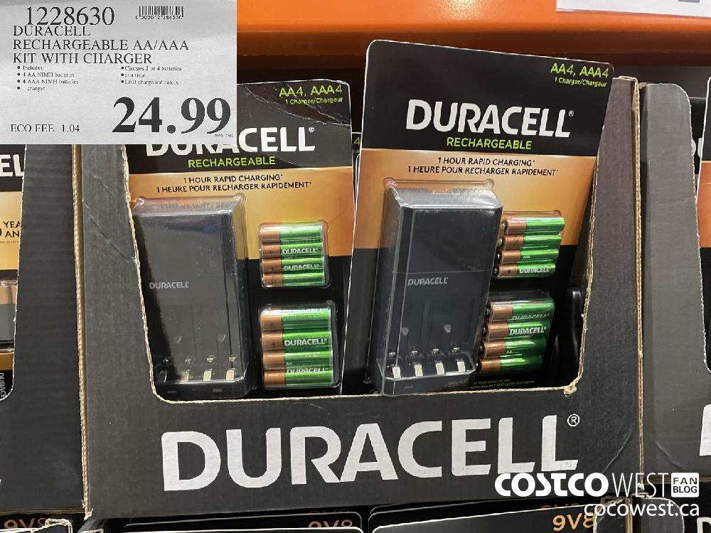 1228630 DURACELL RECHARGEABLE AA/AAA KIT WITH CHARGER $24.99