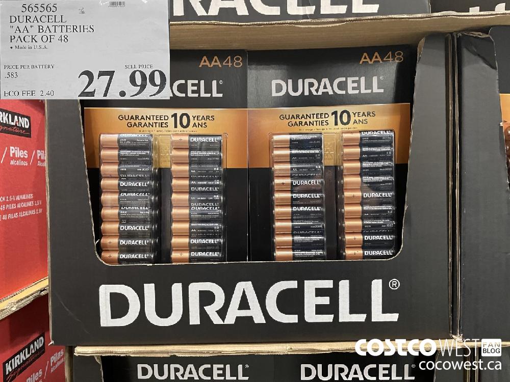 565565 DURACELL "AA" BATTERIES PACK OF 48 $27.99