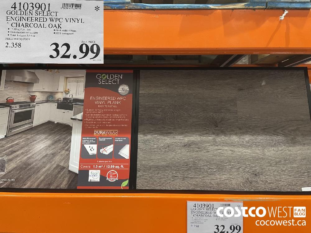 4103901 GOLDEN SELECT ENGINEERED WPC VINYL CHARCOAL OAK $32.99