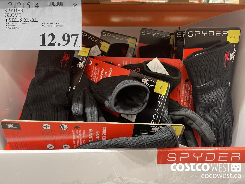 221914 SPYDER GLOVE SIZES XS-XL $12.97