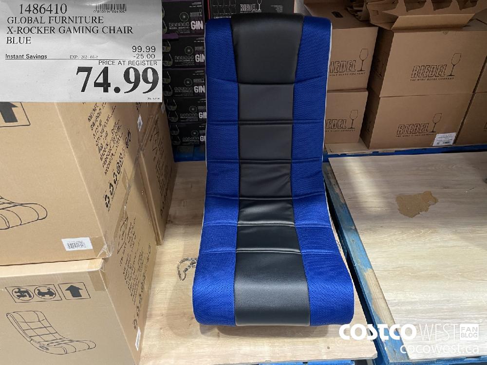 1486410 GLOBAL FURNITURE X-ROCKER GAMING CHAIR BLUE EXPIRY DATE: 2021-02-21 $74.99