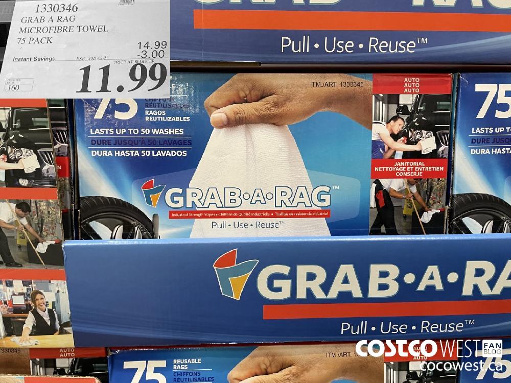 1330346 GRAB A RAG MICROFIBRE TOWEL 75 PACK EXPIRY DATE: 2021-02-21 $11.99